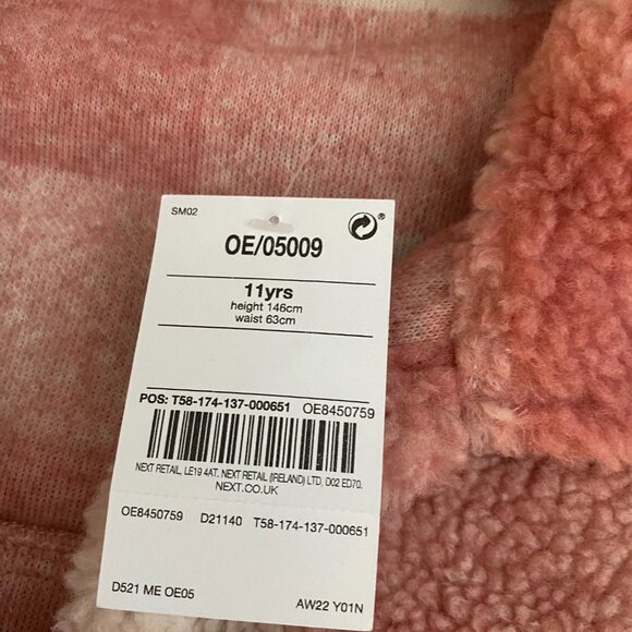 Next Clothing Canada Girl's Pink Plaid Sherpa Jacket/shaket - Picture 4 of 4